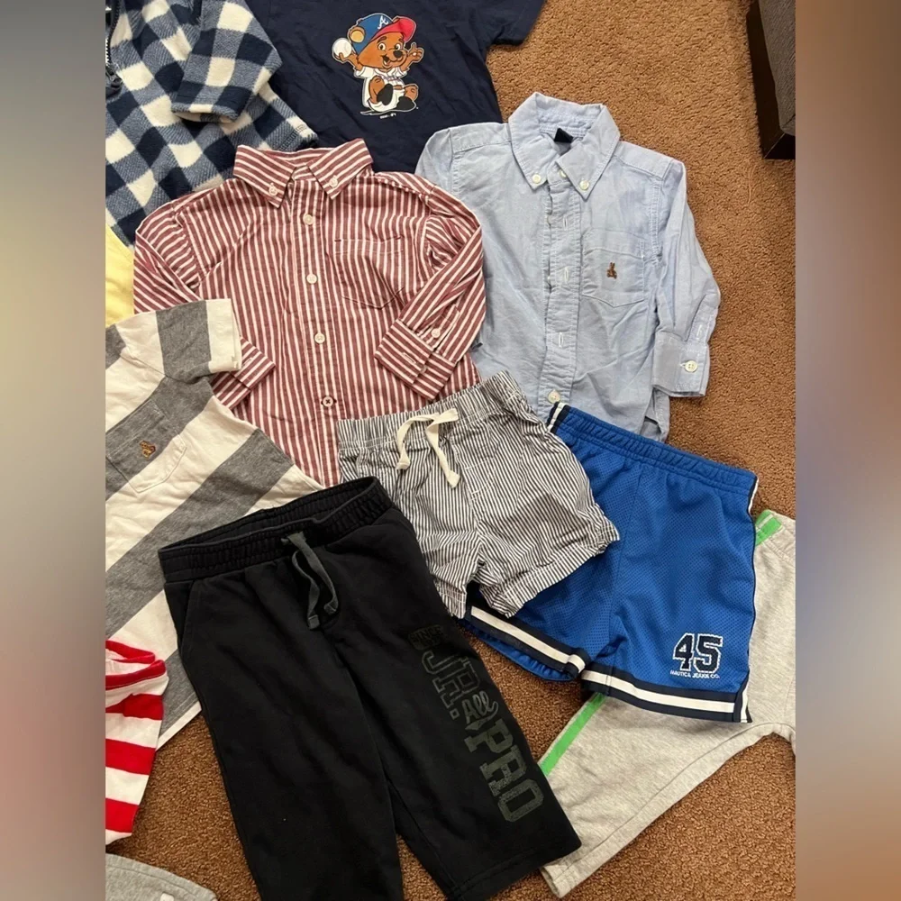 Bundle of 13 Boys Clothing Size 12-18 Months Sweatpants, Collared Shirts, Shorts